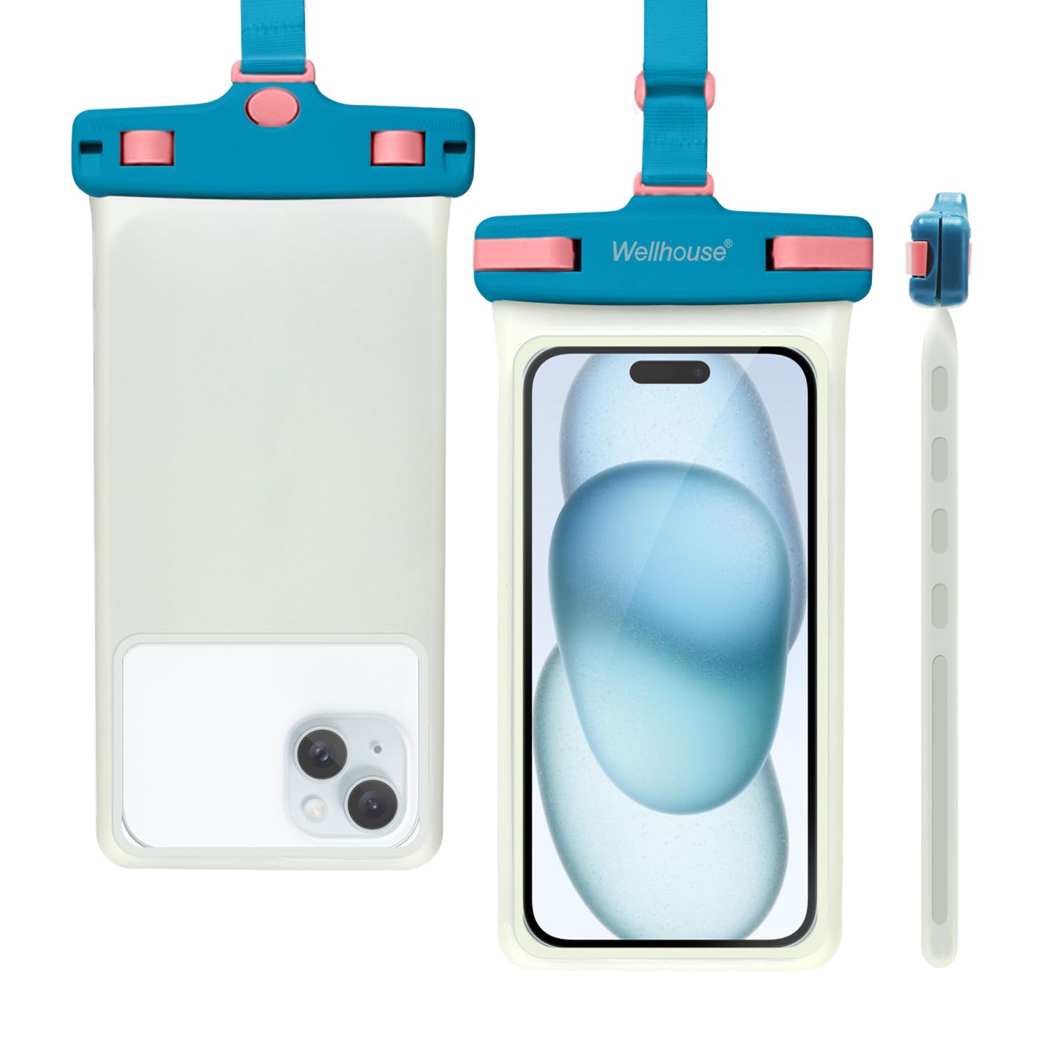 wellhouse Waterproof Phone Pouch, Waterproof Phone Case for iPhone 17 16 15 14 13 Pro Max XS Samsung, IPX8 3D Cellphone Dry Bag Beach Essentials (1