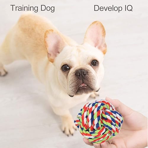 Miniatura 5 de LAMXTX Paquete de 2 bolas de cuerda para perro, juguetes de cuerda de nudo para perros a perros medianos, juguetes de cuerda para perros pequeños,