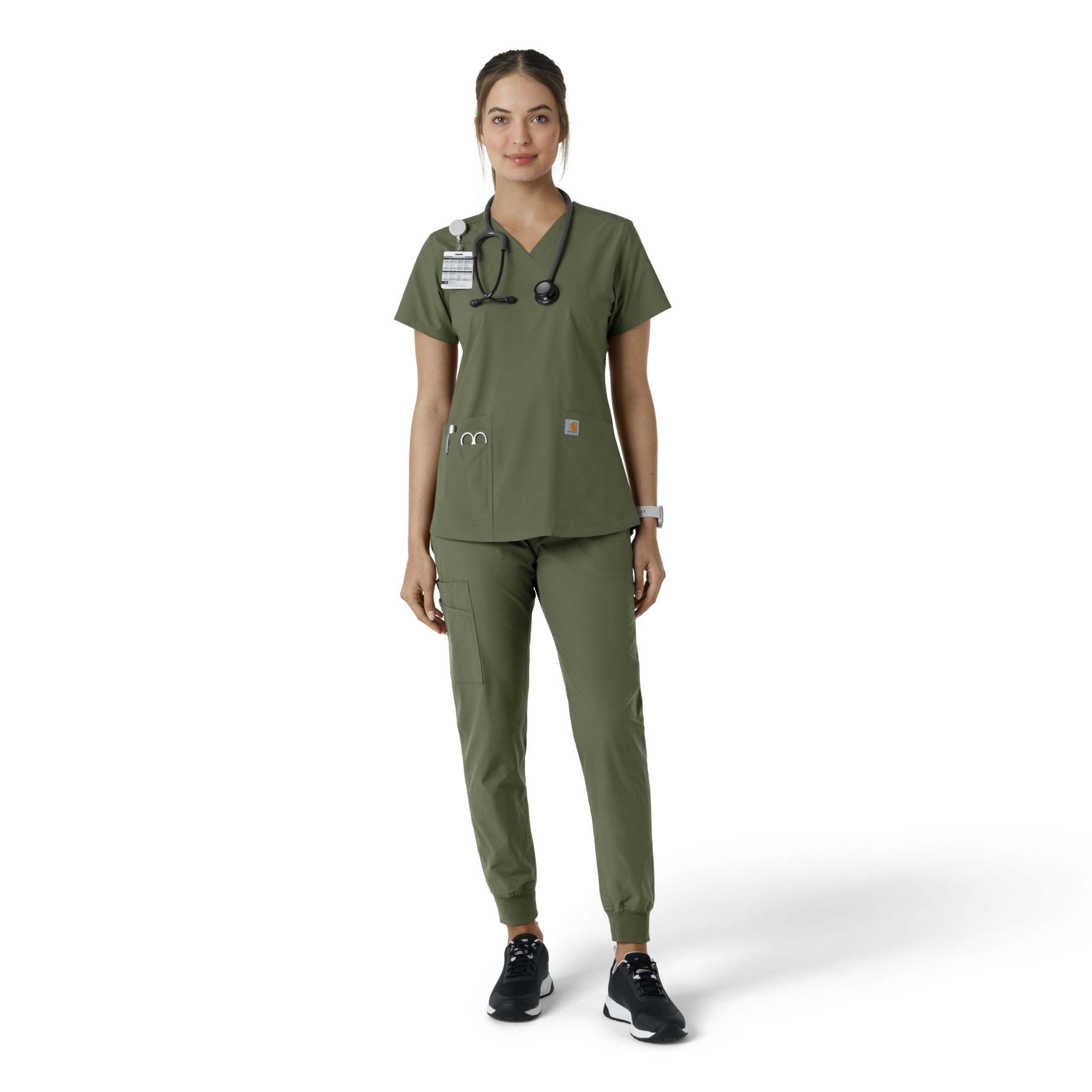 Carhartt Damski top z dzianiny z dekoltem w serek (1 szt.), Oliwka, XXL