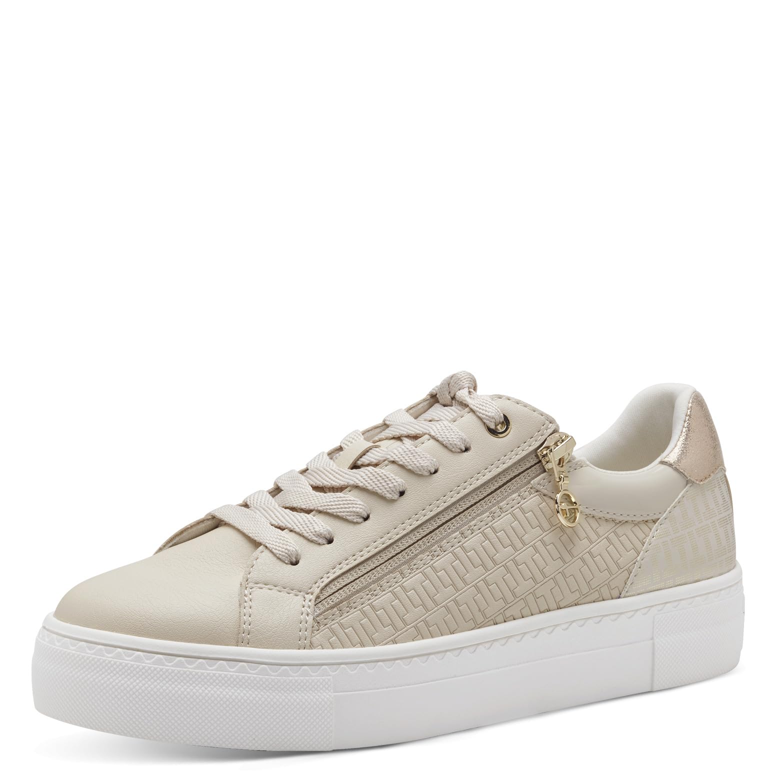Tamaris Damen Klassische Ballerinas Ivory/Gold 41 EU