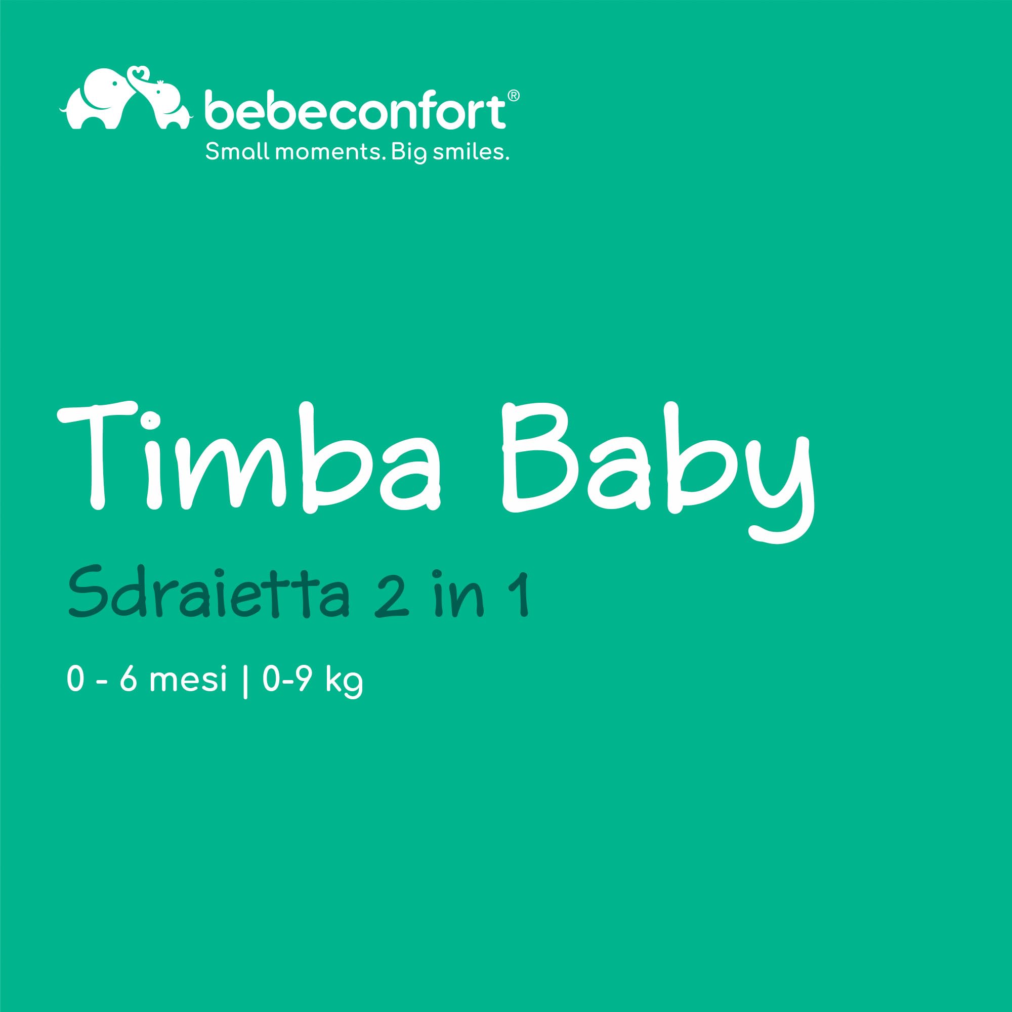 Bebeconfort Timba Baby 2 in 1, Sdraietta Neonati 0-6 mesi, 0-9kg, Compatibile con Seggiolone Timba, Sdraietta Reclinabile in 2 Posizioni, Seduta Imbottita, Cintura a 3 Punti, Tinted Graphite