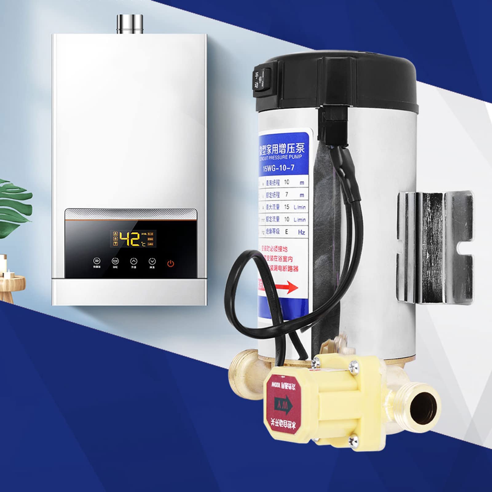 Auto ar Bomba de Impulso, ar Automático Acero inoxidable Bomba de impulso automática para la ducha del grifo del fregadero tubería de agua del grifo Amplificador de agua a presión