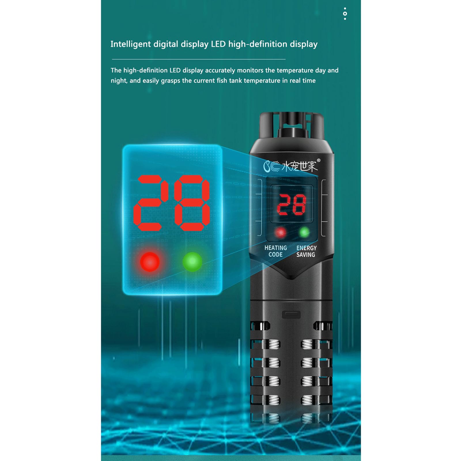 Riscaldatore Acquario Asta Riscaldamento Automatica Temperatura Costante Intelligente Risparmio Energetico Barra Riscaldamento,100W