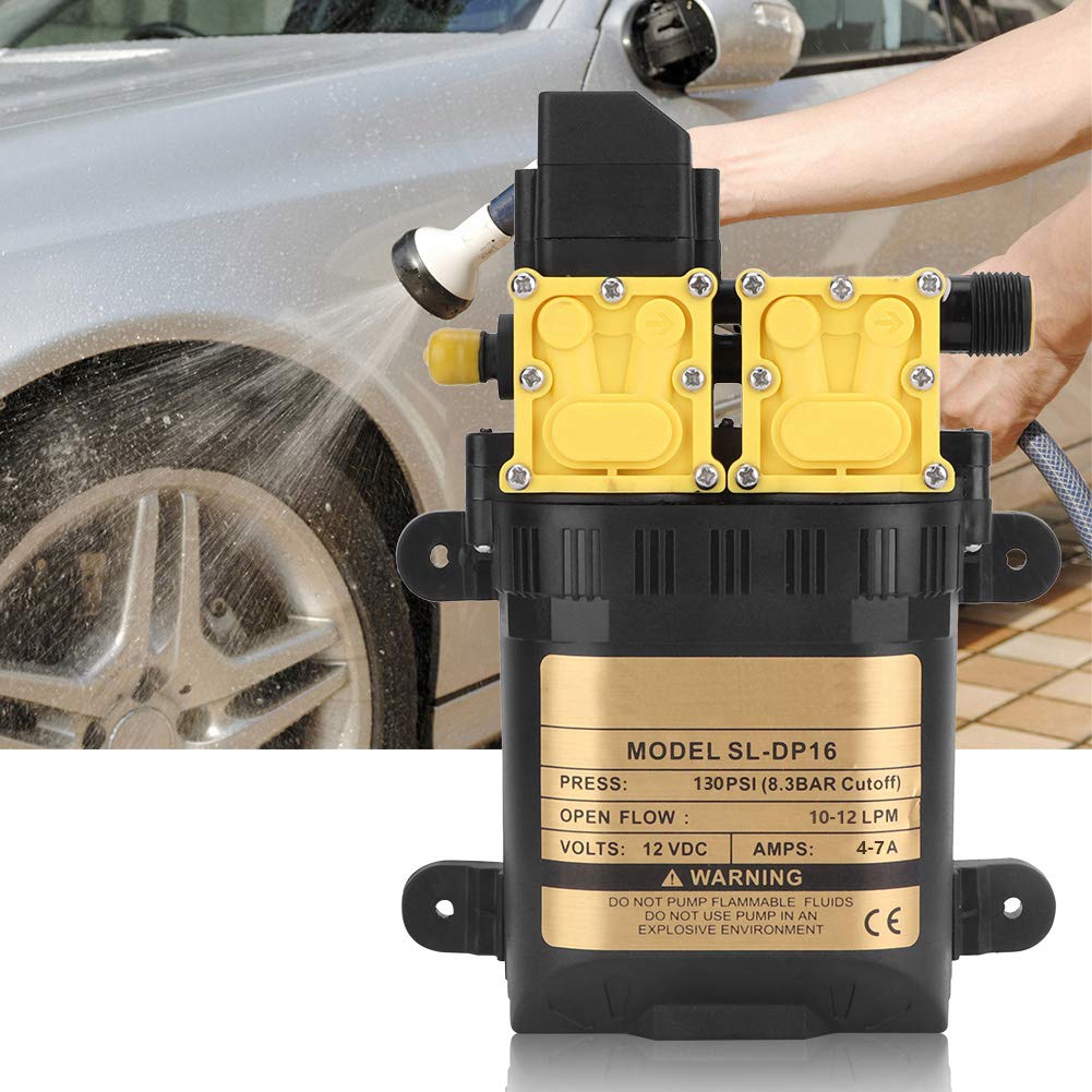 Hidyliu Pompa Acqua Ad Alta Pressione 12V Spruzzatore Elettrico Multiuso a Membrana per Irrigazione da Giardino Lavaggio Auto di Famiglia 100W