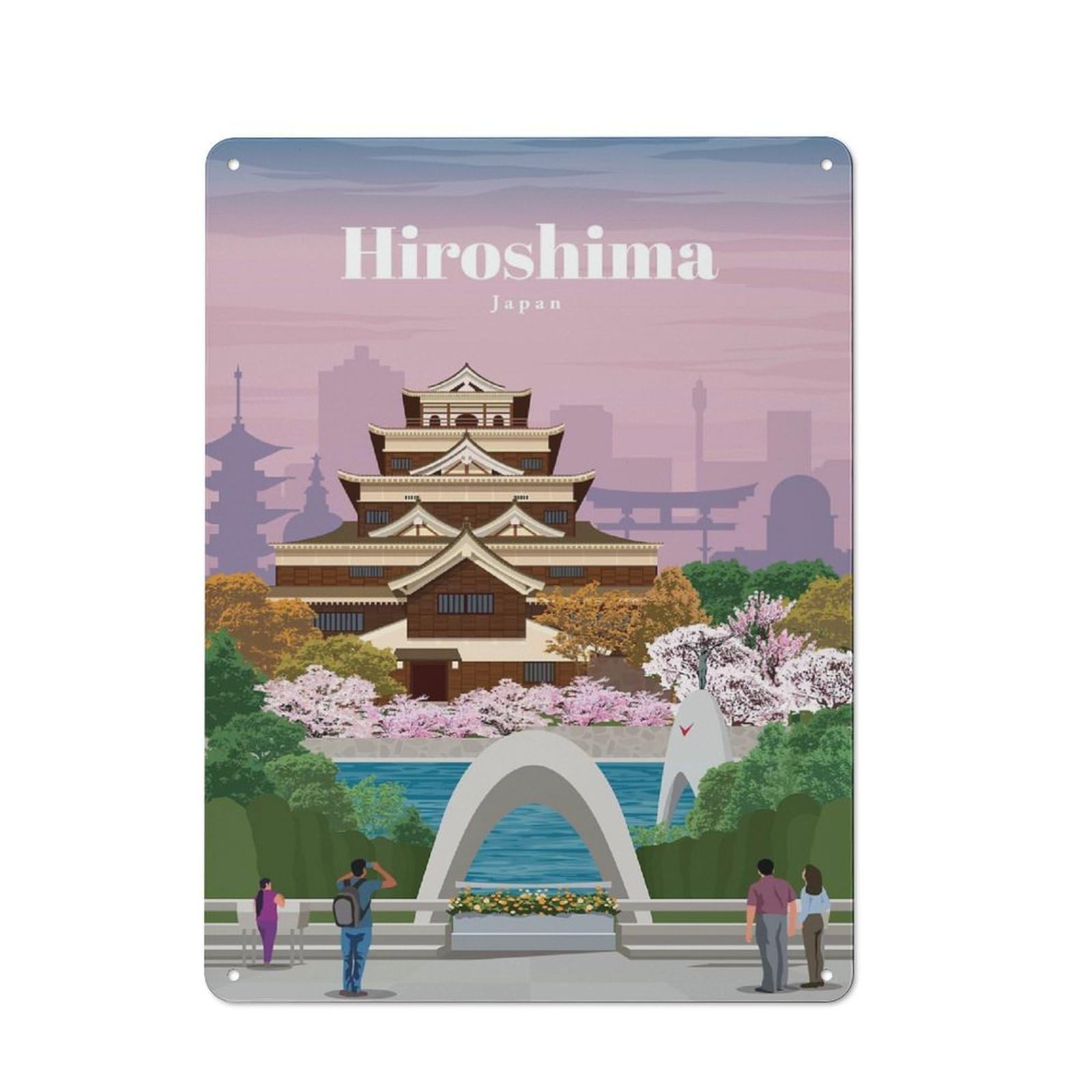 Junmoney Travel To Hiroshima Printed Metal Sign 40X30cm For Hobby Room Or Studio, Gift Idea At Christmas For Creative Interior Collectors