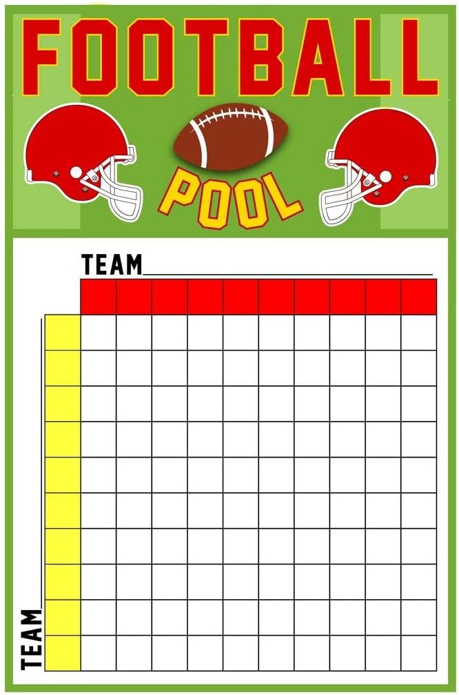 Football Squares Board 100 Party Decorations 2023 Pool Board Blocks Supplies Super Large Boxes Betting Game Bowl Score Themed Decor Wall Poster Cool Wall Decor Art Print Poster 24x36: Posters & Prints