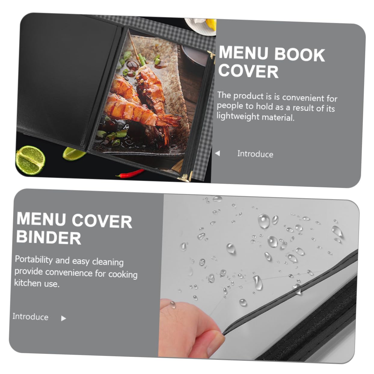 MOLUCKFU Portable Menu Book Cover PVC Binder Shell for Restaurant Menu Protector Case
