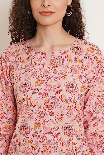 Image of Amazon Brand - Anarva Jaipuri Cotton Printed Short Kurti for Women