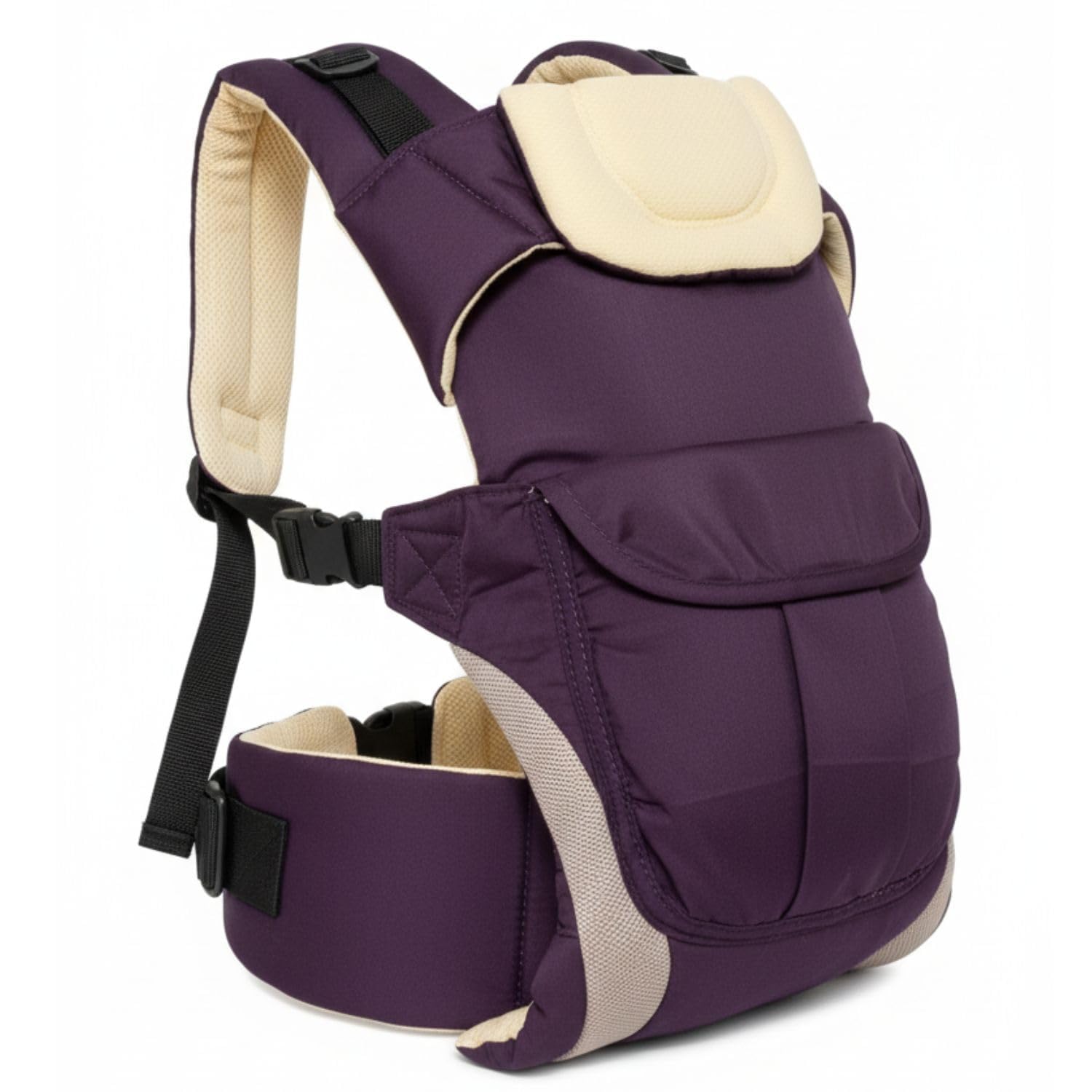 Premium 3-in-1 Baby Carrier for Newborns to Toddlers | Ergonomic Adjustable Baby Backpack with Padded Shoulder Straps, Waist Support & Breathable Fabric | Front & Back Carry (Light Black With Light Cream)-image-44