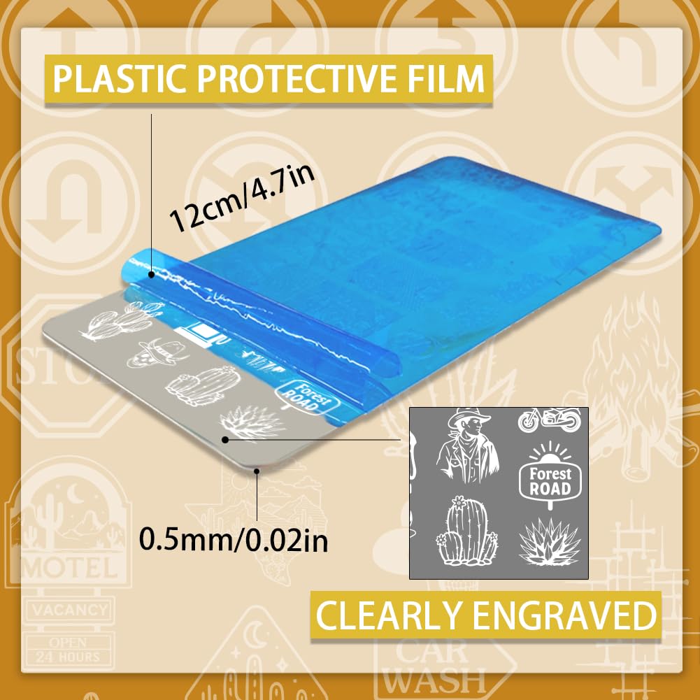 PH PandaHall 3pcs Road Trip Nail Stamp Plate Adventure Travel Pattern Print Art Template Stainless Steel Nail Image Plate Desert Highway Nails Art Stencils for Women DIY Printing 12x6cm - Image 2