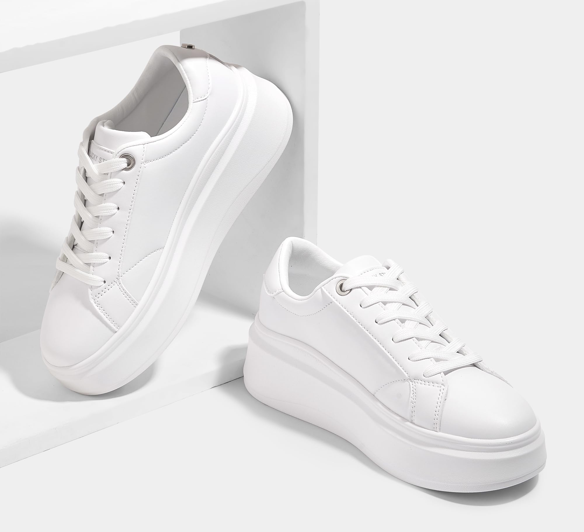 LUCKY STEP Sneakers Donna con Zeppa – Scarpe alla Moda, Classiche Basse, Scarpe Casual in Pelle Sintetica, Comode per Tutti i Giorni