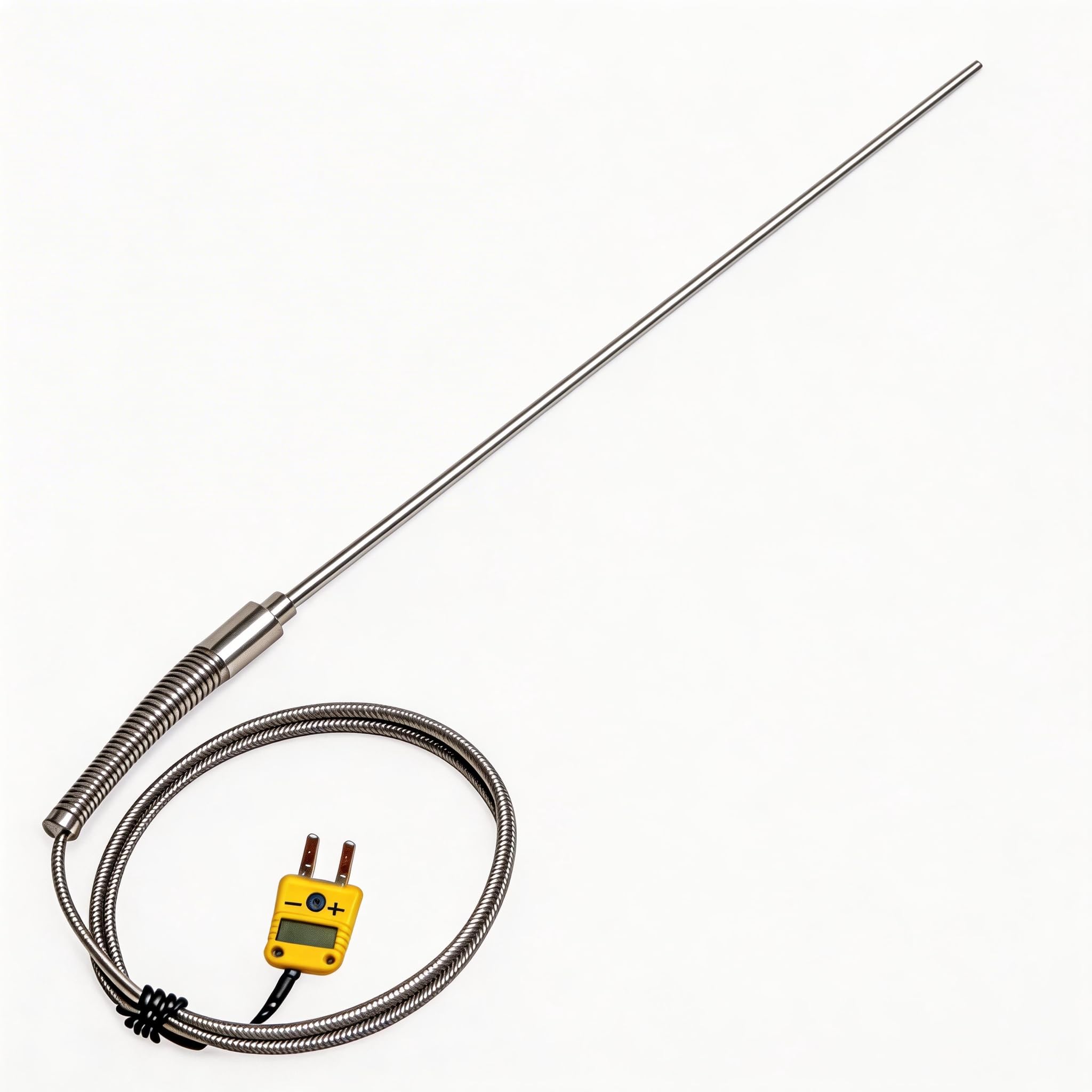 TL1915SL K Type Thermocouple Probe 6in Length, 0.06in Thin Tip | -50°F to 1100°F Range with 40in Cable | for Kiln Oven Furnace Smoker
