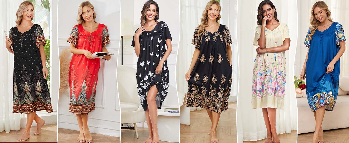 chinese dress ladies La Leela Women's Summer Loose Vacation House Wear Swing Dresses Black P04559 main image 1