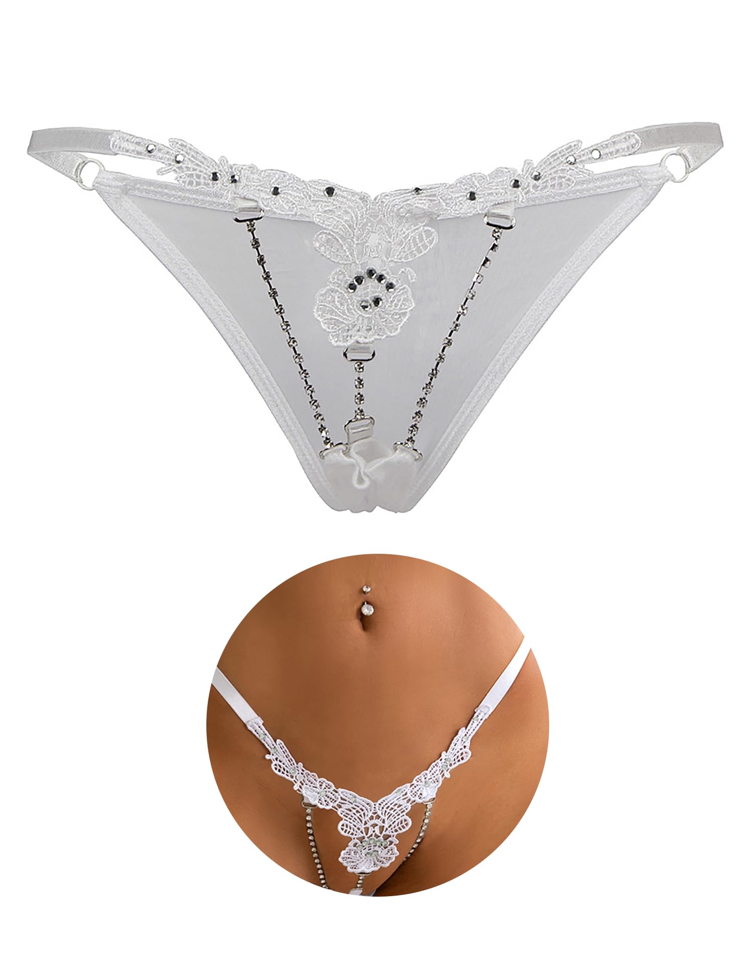 comeondear G-String Thongs for Women Slutty Sexy Panties with Bead Plus Size T-Back Brief Underwear G-String Lingerie