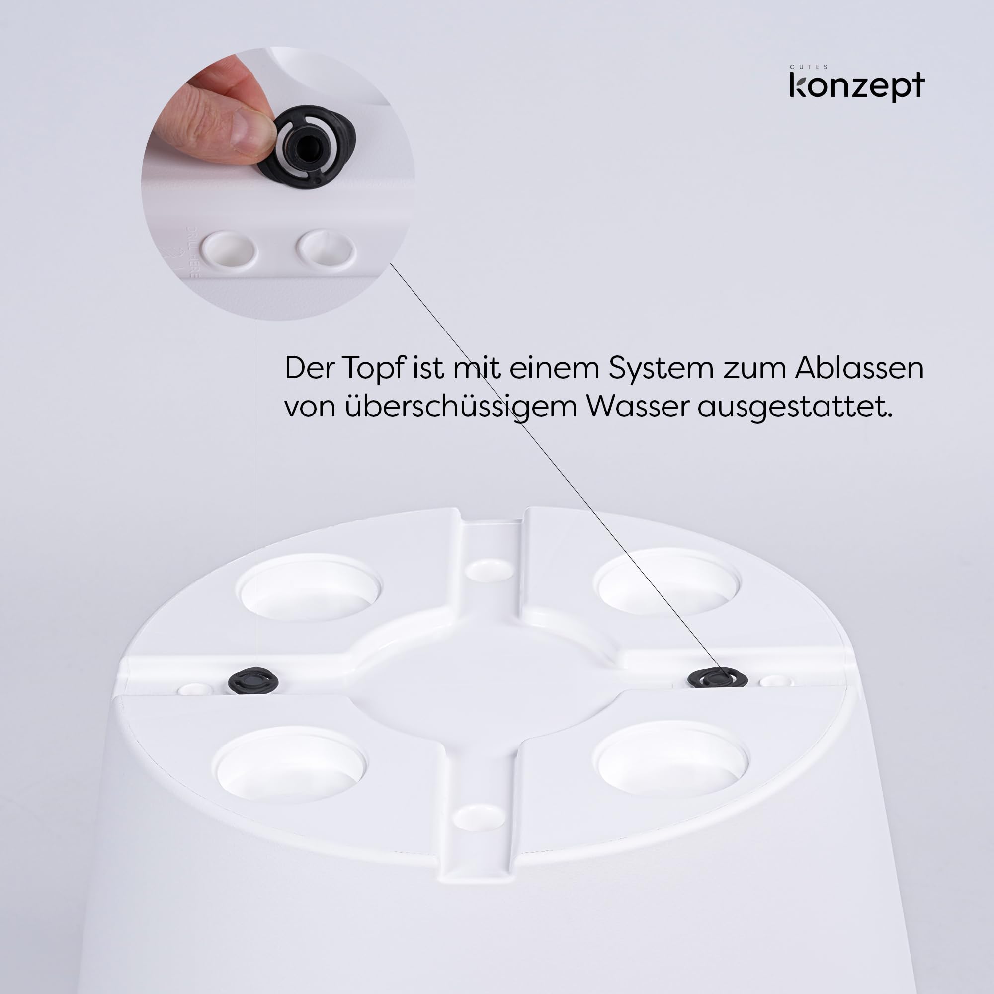 KONZEPT Macetero de 58 cm de diámetro, altura de 52 cm – Macetero grande exterior 87 L en forma cónica, macetero exterior robusto y estable de plástico, resistente a los rayos UV y a las heladas, para