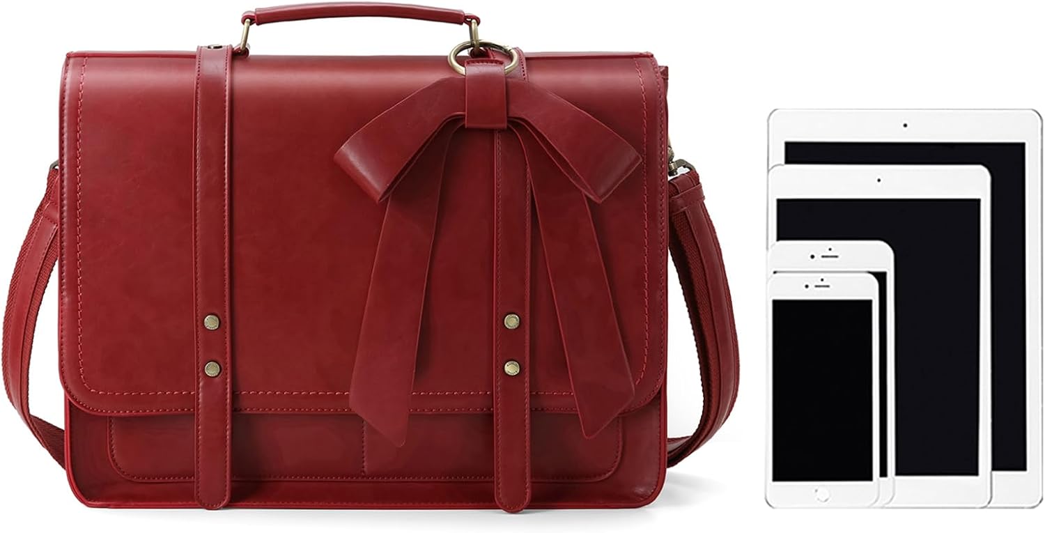 ECOSUSI Laptop Bag for Women Large Shoulder Briefcase Bag PU Leather Messenger College Satchel fit 15.6" Computer - Image 7