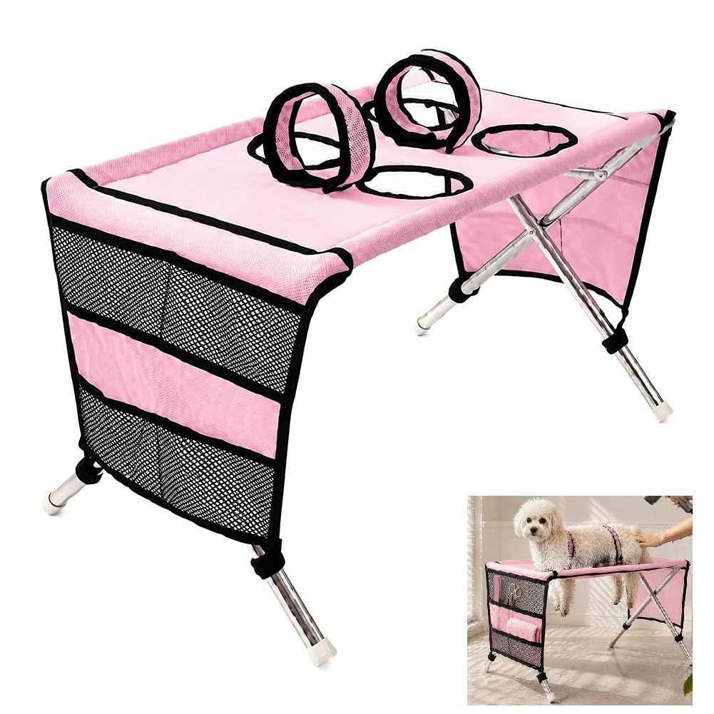 Pet Grooming Hammock Stand, Stainless‑Steel Frame Dog Cat Sling Holder