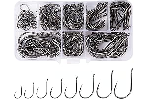 240PCS/BOX Large Size Premium Fishhooks, 8 Sizes Sport Black High Carbon Steel Fishing Hooks