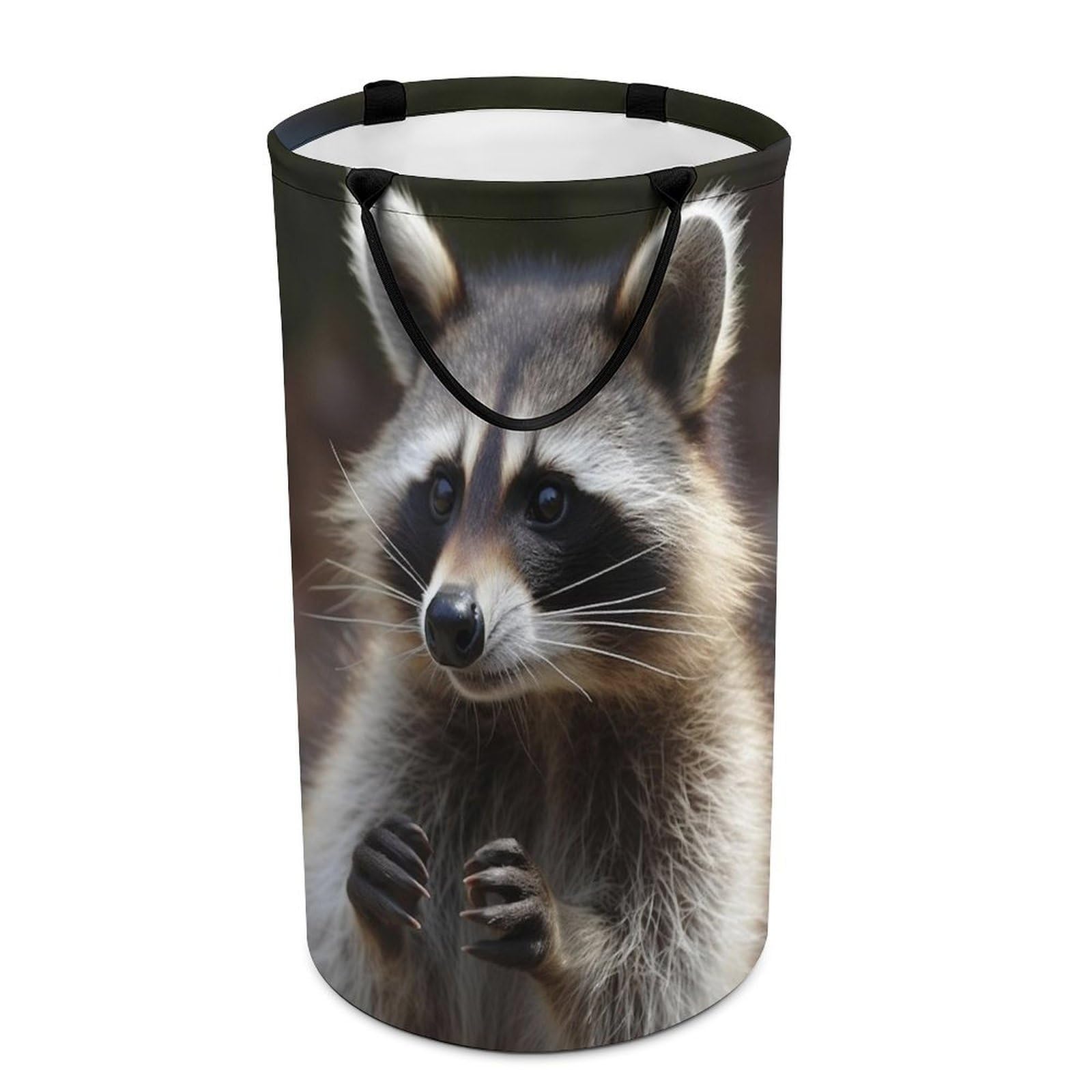 Raccoon Laundry Basket Freestanding Laundry Hamper with Handles Waterproof Dirty Clothes Hamper Collapsible Washing Bin Aesthetic Clothes Basket for Bathroom Bedroom Dorm