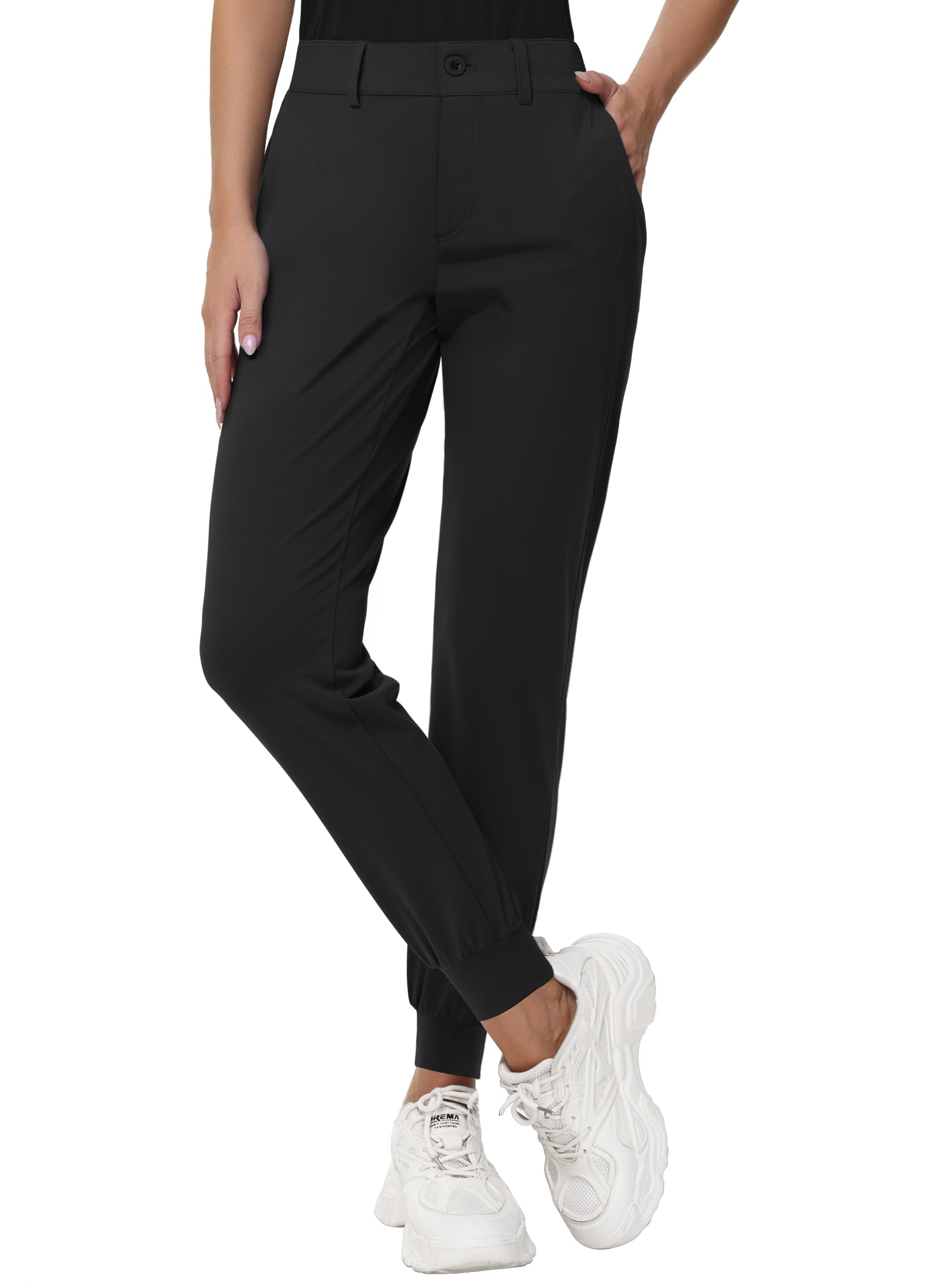 MIVEIWomen's Stretch Golf Joggers Pants - Tapered Athletic Casual Work Dress Travel Sweatpants with Zipper Pockets UP50