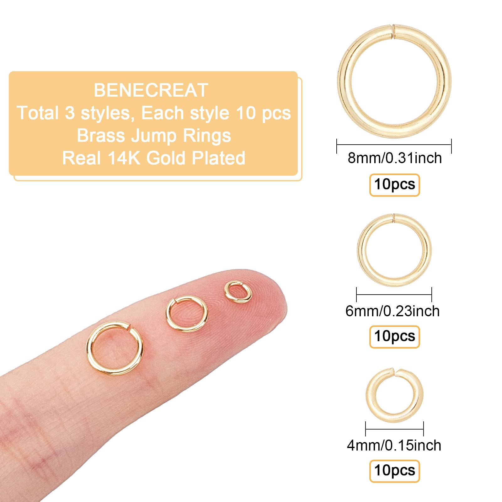 Anneaux De Saut En Or 14K – 30 Pièces (4/6/8 Mm) Pour Créer Bijoux : Boucles D'oreilles, Colliers, Bracelets