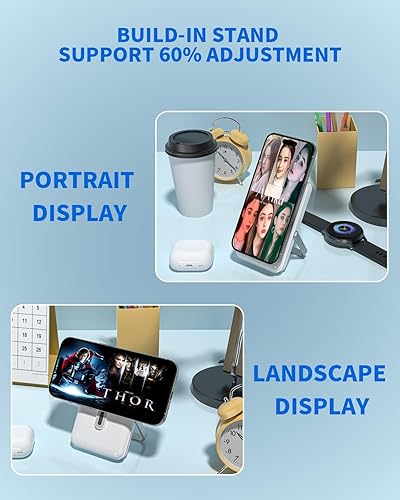 Miniatura 6 de Cargador portátil magnético, banco de energía inalámbrico multipuerto de 10000 mAh, batería segura de 22.5 W, cargador portátil de soporte, cables