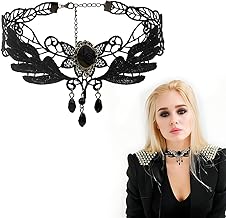 Black Lace Choker Necklace Beads Necklaces Tassel Gothic Flower Hollow Choker Jewelry Accessories for Women and Girls Choker Necklace Women Shell Necklace Women