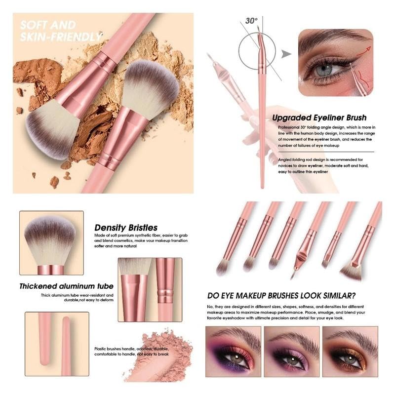 HGHDBT 70Pcs Pink Makeup Brushes Set Professional Makeup Kit Multi-functional Makeup Tool Set with Case Facial Makeup Accessories, Foundation Makeup Brush Kit Eye and Face Make up Brushes & Tools - Image 3