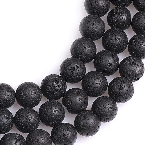 Miniatura 4 de JOE FOREMAN Cuentas redondas de roca de lava de 0.630 in para hacer joyas, piedras preciosas naturales y cuentas de cristal, semipreciosas de 15