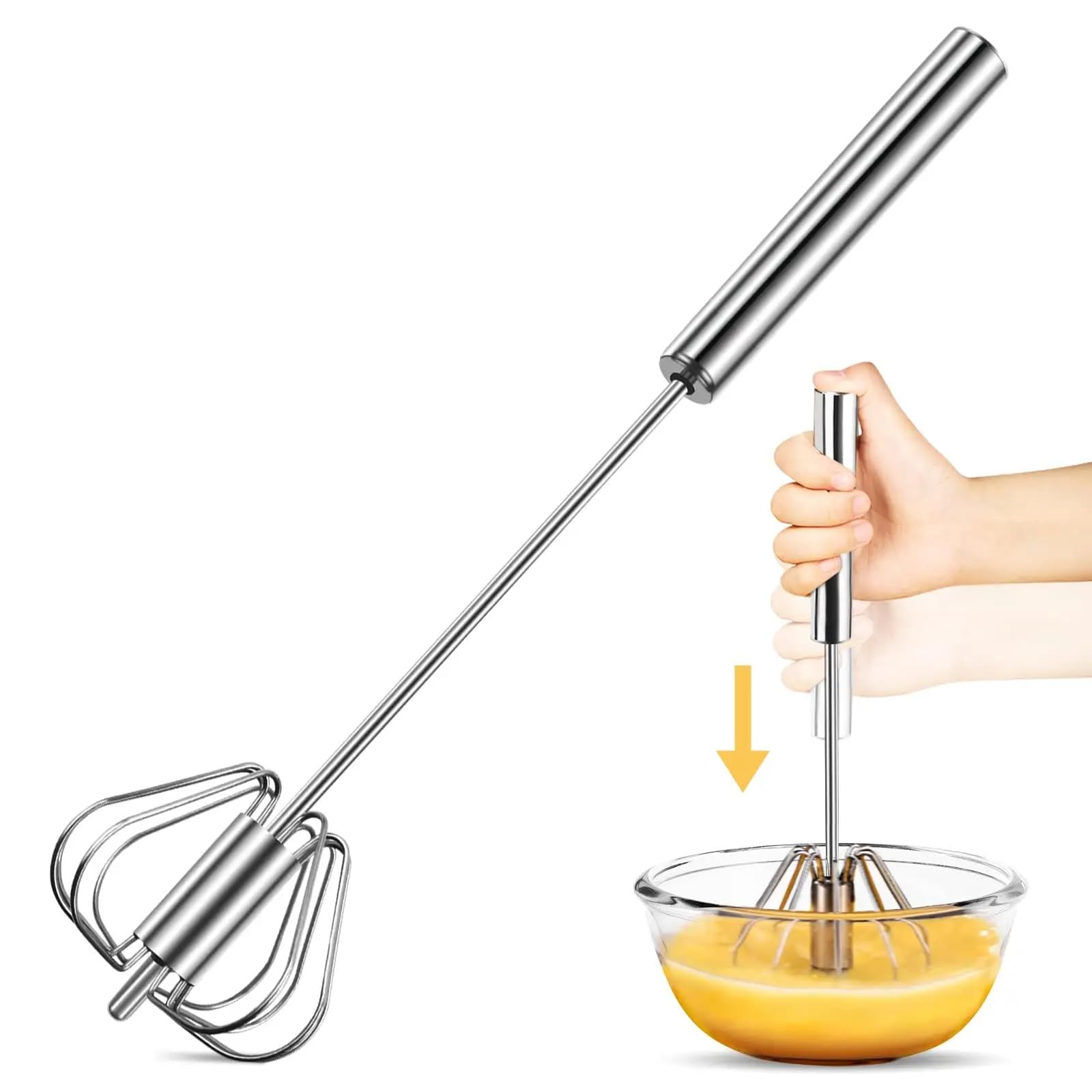 Kuber Industries Hand Blender | Steel Automatic Hand Blender | Hand Blender for Kitchen | Hand Whiskers for Coffee-Lassi-Cream-Soup-Butter Milk | Mixer Hand Beater | Egg Beater | Silver-picture-10