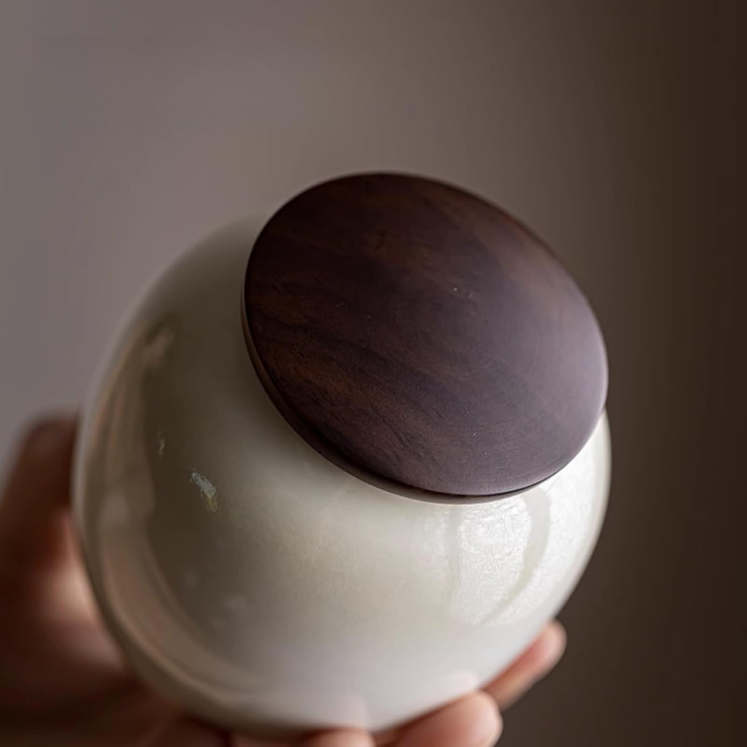 Vintage Style Gray Tea Canister, 200ml 6.8oz, Chinese Style Ceramics Sealed Jar Sealed Storage Tank Handmade Kungfu Tea Set