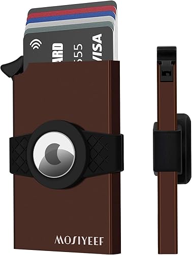 MOSIYEEF Cartera para hombre con tarjetero para AirTag  Cartera minimalista para hombre compatible con Apple AirTag  Cartera delgada de metal RFID