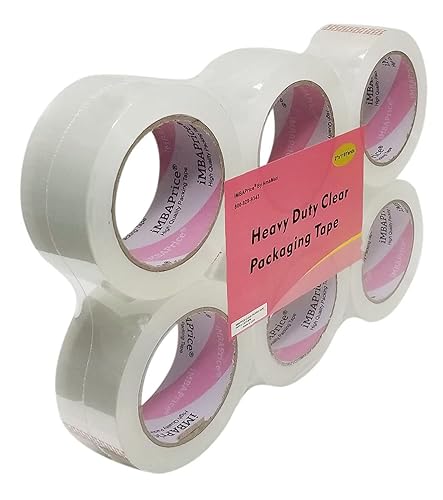 iMBAPrice Cinta de sellado transparente de 2 pulgadas, 6 rollos de 110 yardas (6 x 330 pies) de cinta de envío de 2 pulgadas de ancho para caja de