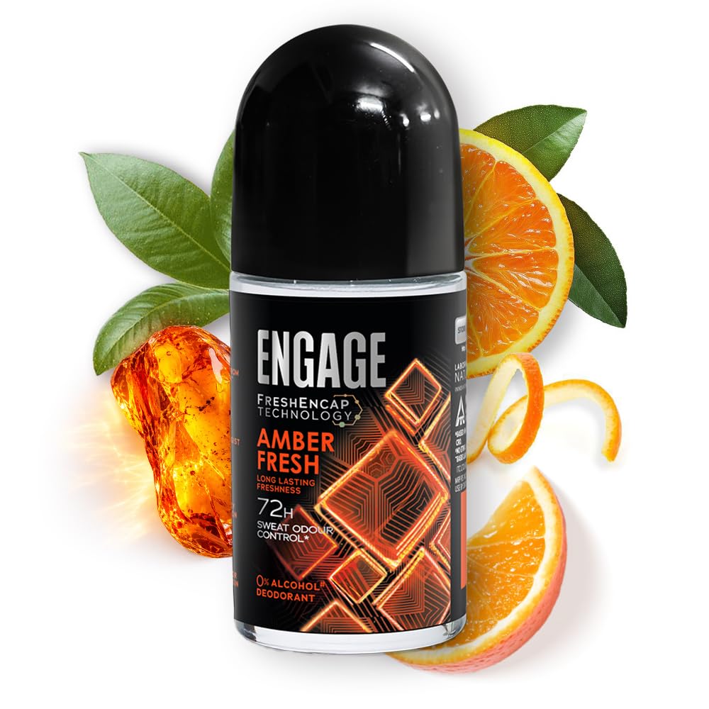 Engage Amber Fresh Roll On Deo For Man, 50ml| 0% Alcohol Underarm Roll On| Deo Roll on For Men with 72 Hour Sweat Odour Protection|Anti-Bacterial Protection |Motion Activated FreshEncap Technology-image-40