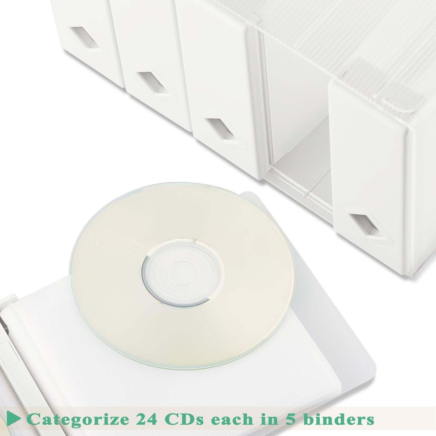 AhfuLife Custodia per CD/DVD, Multimedia Box Contenitore Salvaspazio Colorato Porta CD o DVD Bianco 120 CDs (White)