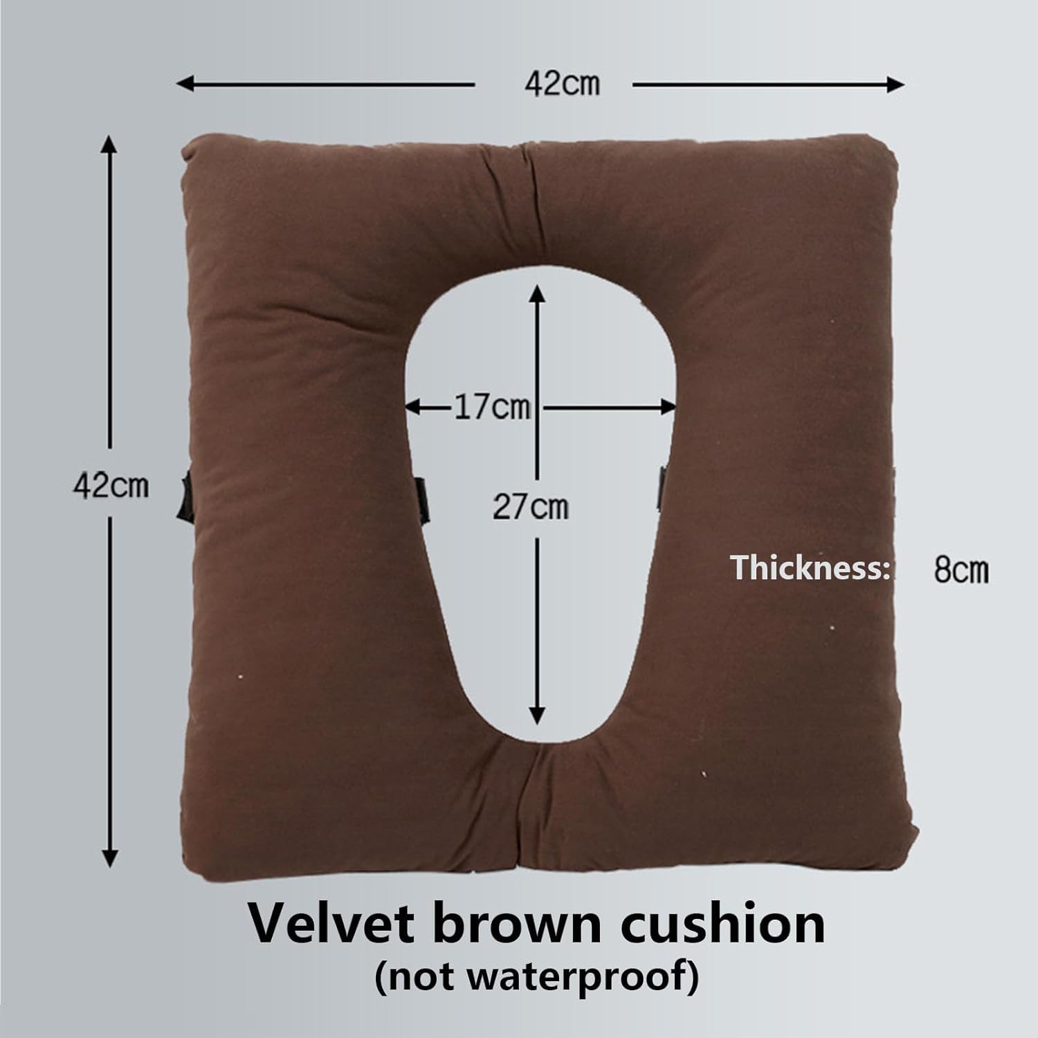OXFUZZ Toilettenstuhl, Anti-Dekubitus-Kissen, PU-Duschstuhl-Sitzkissen, Dicke Baumwolle, weiches Polster für Nachttisch, Toilettenstuhl, wasserdichter Duschsitz, Rollstuhl für ältere Menschen, Braun,