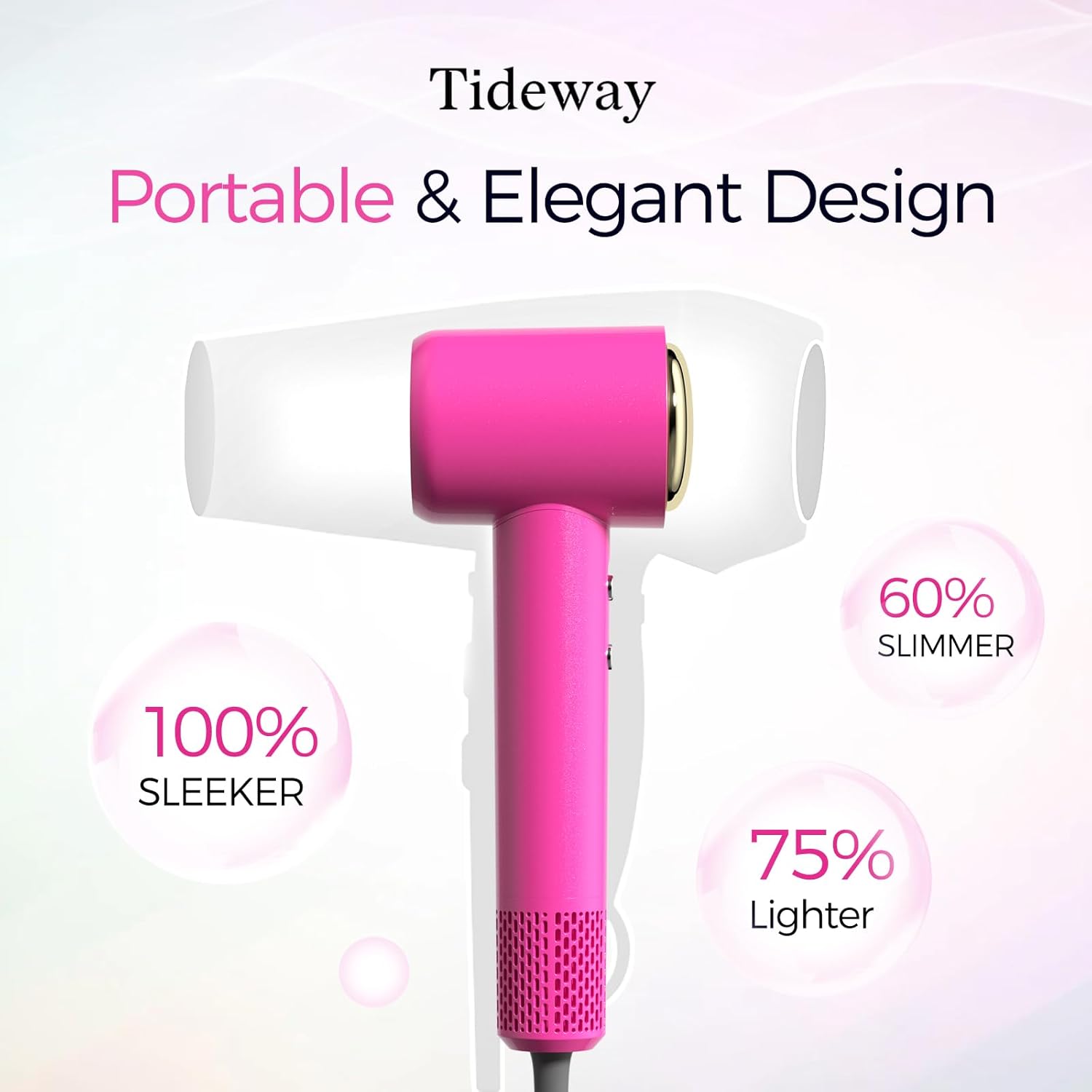 Tideway Hair Dryer Professional High-Speed Ionic Blow Dryer 110,000 RPM, Compact Hair Dryer with Magnetic Diffuser, Fast Drying with Brushless Motor Low Noise Smart Temperature Control-H11 - Image 9