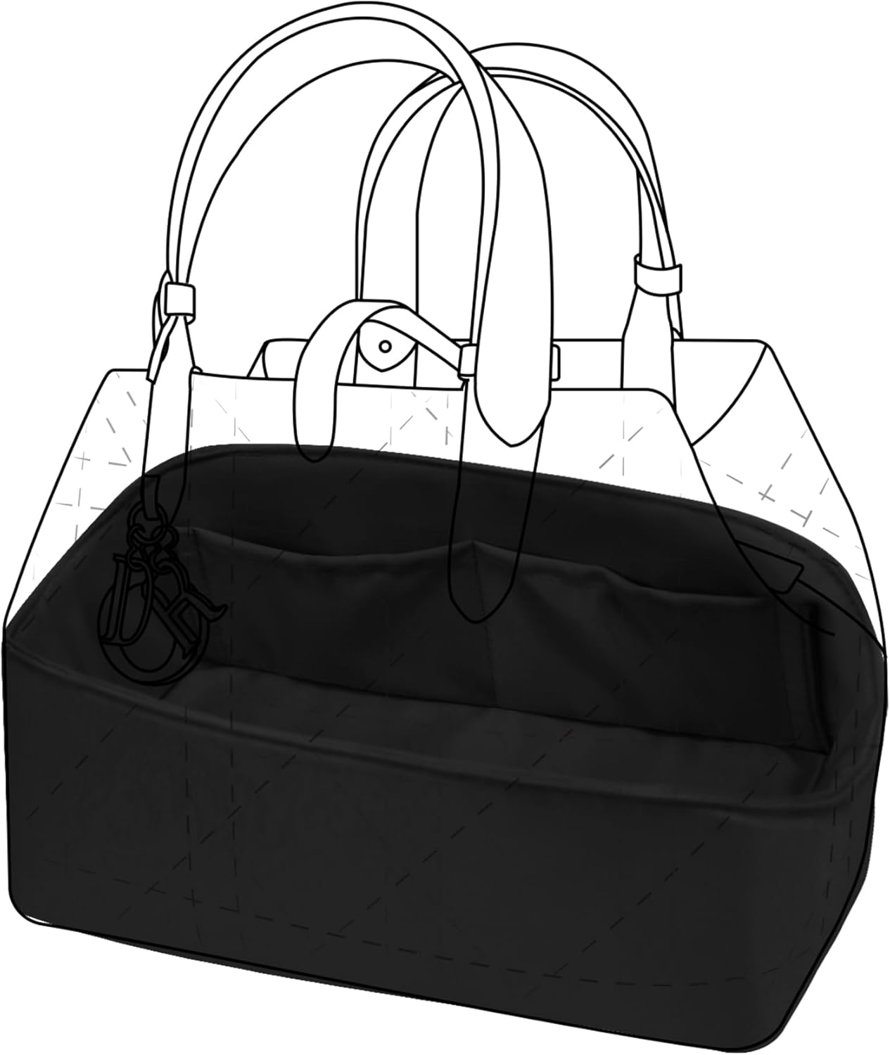 DGAZ Silk Purse Organizer Insert Fits Dior Toujours Bags，Silky Smooth Bag Organizer，Luxury Handbag & Tote Shaper(Black,Toujours M)