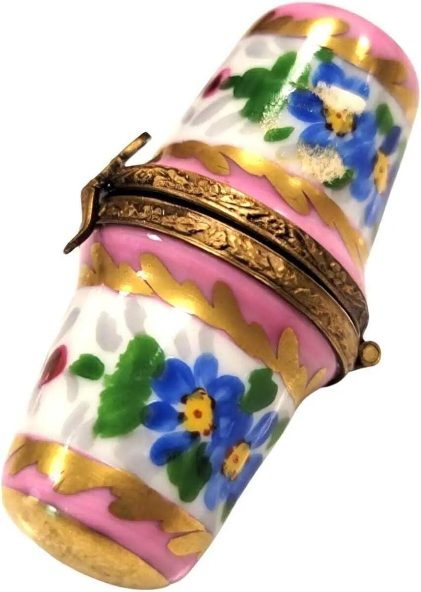 Limoges Elegant Pink Thimble Holder for Sewing Enthusiasts