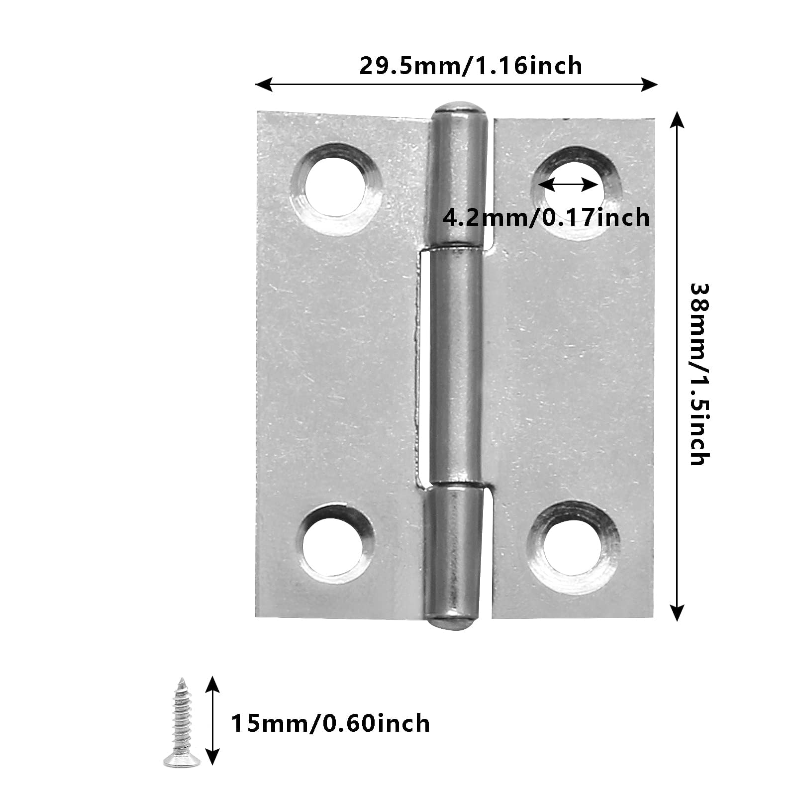 Mini Butt Hinges - 12 Pack Stainless Steel -2