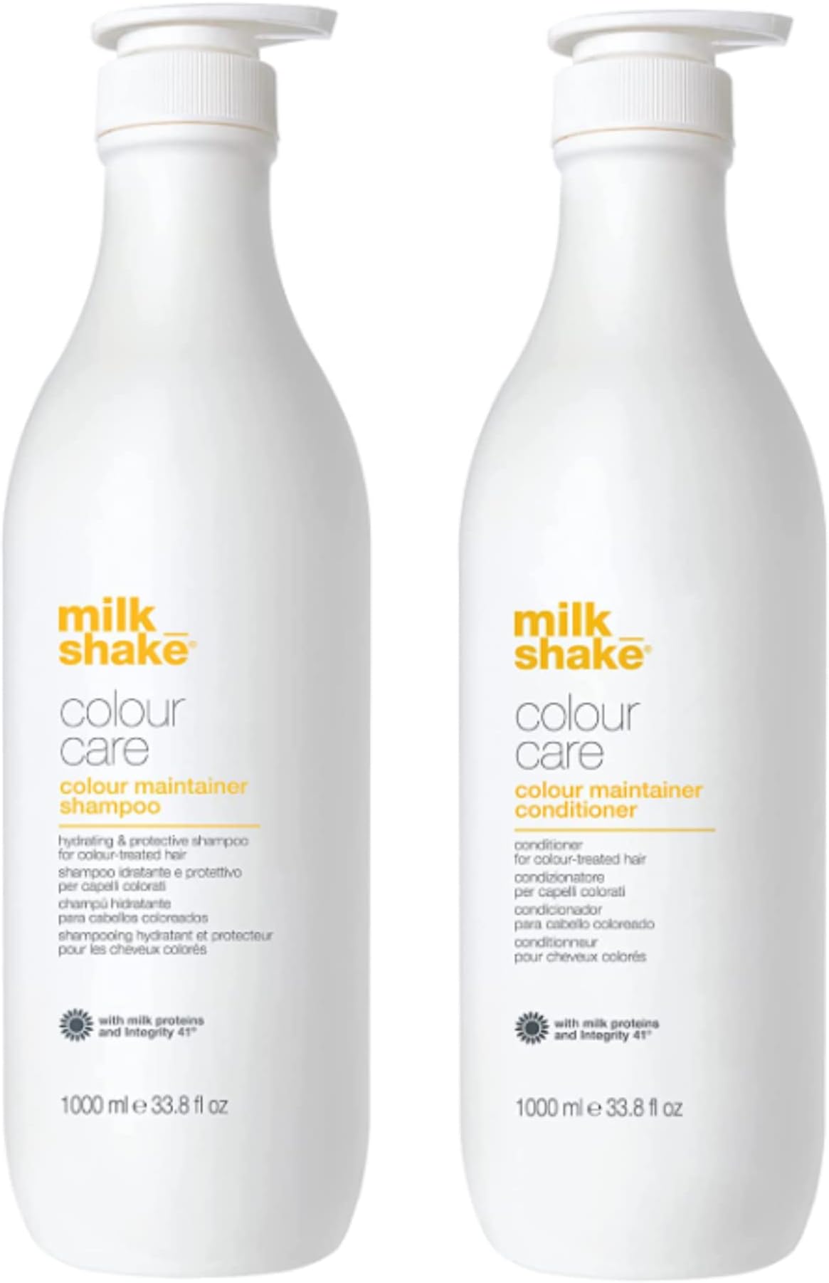 milk_shake color maintainer shampoo 1000ml (beige colour) and conditioner 1000ml (white colour)