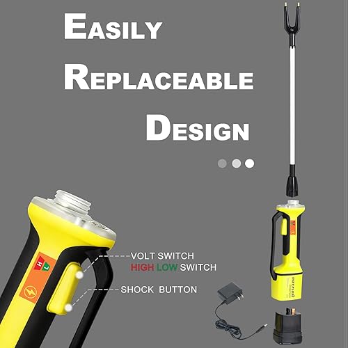 Vista 12 de VETPLUS - Prod de ganado recargable para ganado vaca, perro, cerdo, cabra y oveja, con luz LED de antorcha, equipado con eje flexible.