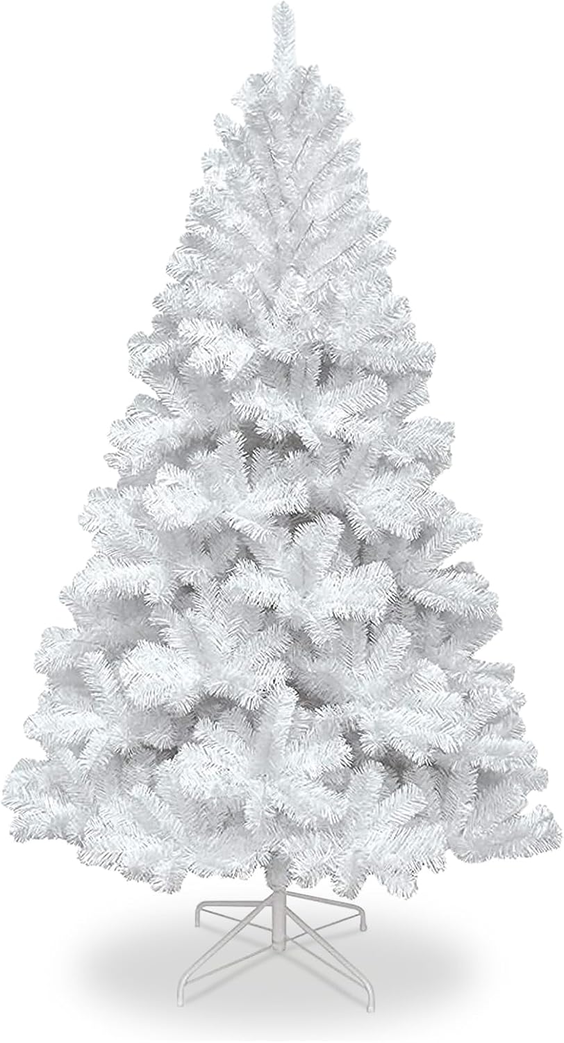 Uten 5FT Artificial White Christmas Tree with Solid Metal Stand & 450 Branches for New Year Party Christmas Decorations Indoor and Outdoor 150CM Christmas Tree White 180CM White B