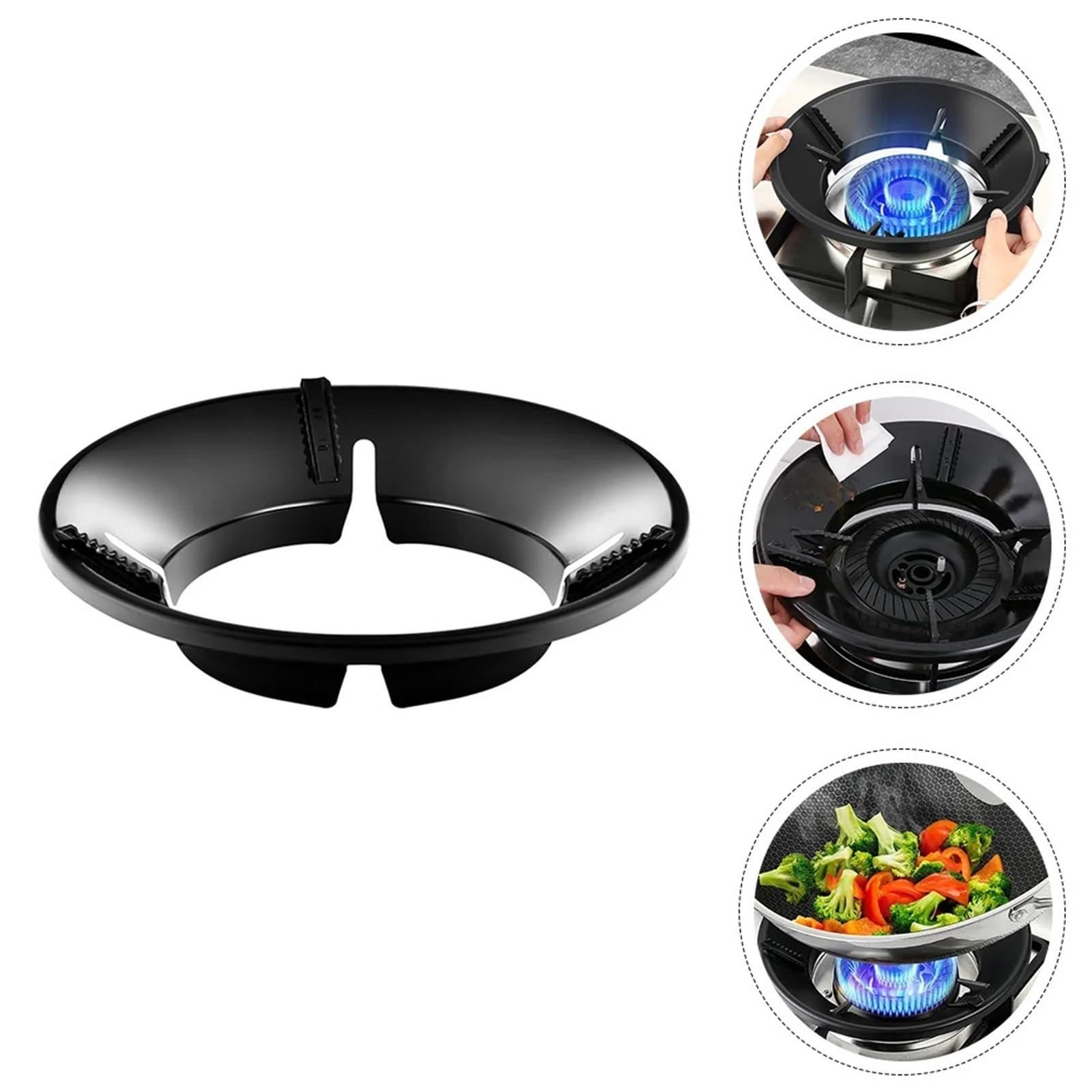Anillo de soporte para wok, Rejilla for estufa de gas, hierro fundido negro, 2 uds., soporte anillo for Wok, 26x26x5cm