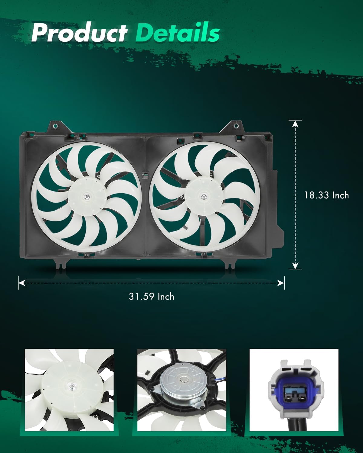 SCITOO Dual Electric Radiator A/C Condenser Cooling Fan Assembly, Compatible with 2014-2017 for Mazda for 6 2.5L, Auto Radiator Condenser Replacement Cooling Fans, Car Dual Fan Assembly