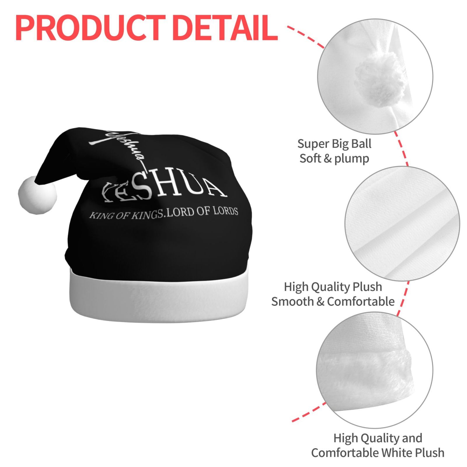 LHAHDG Yeshua Jesus Christian Christmas Hat Santa Hat Cap For Unisex Adults Xmas New Year Festive Holiday Party Decoration And Supplies - Image 4