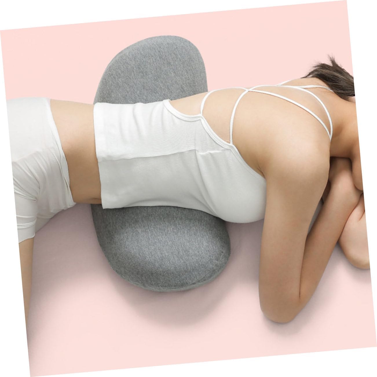 Lumbar Support Waist Pillow Dark Grey Arc Stretching Bed Pillow for Sleeping Side Back Sleepers Comfortable Herbal Care Spine Relief Cushion