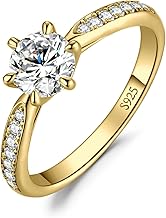 JewelryPalace 0.5-3ct Classique Moissanite Bague Taille Rond Solitaire Pierre Argent Massif 925 Femme, Plaqué Or Jaune Plaqué Or Rose Bague Diamant Simulé Fiançailles Mariage, Ensemble Bijoux Mariee