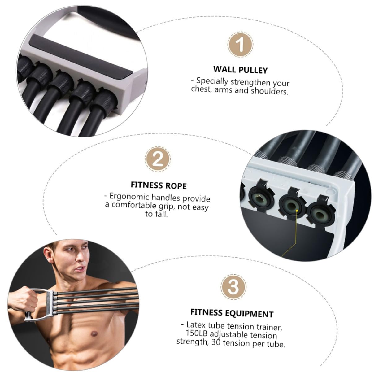 Regulowany ekspander ramienia oporowego – ergonomiczne antypoślizgowe uchwyty lateksowa lina treningowa dla programistów do domowej siłowni i fitnessu sprzęt do treningu siłowego