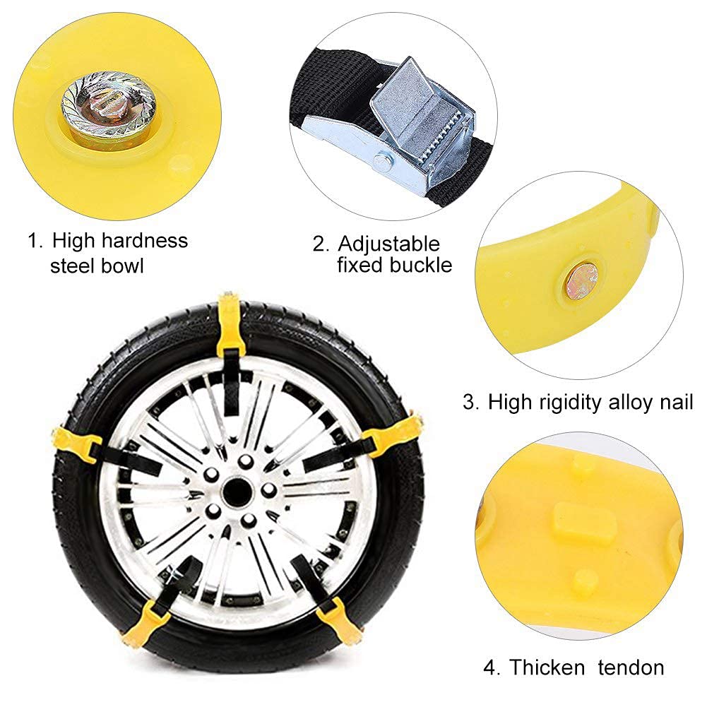 Catena neve per pneumatici, 10pcs 185-225mm Cintura antiscivolo per pneumatici Catene per pneumatici di sicurezza per auto neve Universale per camion SUV